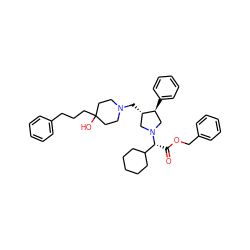 O=C(OCc1ccccc1)[C@H](C1CCCCC1)N1C[C@H](CN2CCC(O)(CCCc3ccccc3)CC2)[C@@H](c2ccccc2)C1 ZINC000026823082