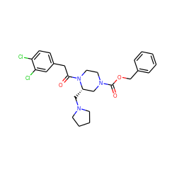 O=C(OCc1ccccc1)N1CCN(C(=O)Cc2ccc(Cl)c(Cl)c2)[C@@H](CN2CCCC2)C1 ZINC000013832125