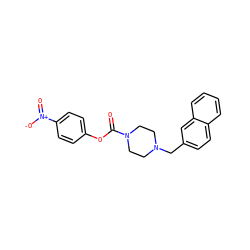 O=C(Oc1ccc([N+](=O)[O-])cc1)N1CCN(Cc2ccc3ccccc3c2)CC1 ZINC000049757533