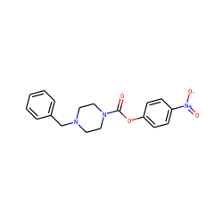 O=C(Oc1ccc([N+](=O)[O-])cc1)N1CCN(Cc2ccccc2)CC1 ZINC000049762070