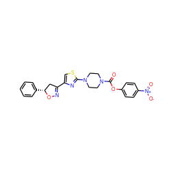 O=C(Oc1ccc([N+](=O)[O-])cc1)N1CCN(c2nc(C3=NO[C@H](c4ccccc4)C3)cs2)CC1 ZINC000653847543