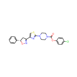 O=C(Oc1ccc(Cl)cc1)N1CCN(c2nc(C3=NO[C@H](c4ccccc4)C3)cs2)CC1 ZINC000653847491