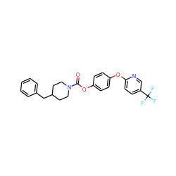 O=C(Oc1ccc(Oc2ccc(C(F)(F)F)cn2)cc1)N1CCC(Cc2ccccc2)CC1 ZINC000028826709