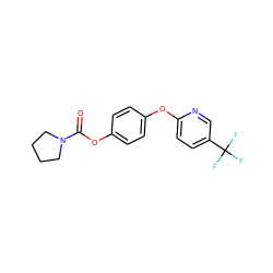 O=C(Oc1ccc(Oc2ccc(C(F)(F)F)cn2)cc1)N1CCCC1 ZINC000028826673