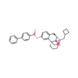 O=C(Oc1ccc2c(c1)[C@@]13CCCC[C@@]1(O)[C@@H](C2)N(CC1CCC1)CC3)c1ccc(-c2ccccc2)cc1 ZINC000040974507