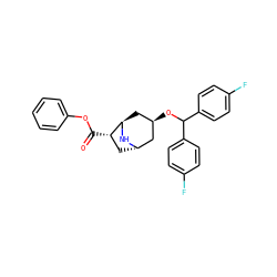 O=C(Oc1ccccc1)[C@H]1C[C@H]2C[C@H](OC(c3ccc(F)cc3)c3ccc(F)cc3)C[C@H]1N2 ZINC000101089949