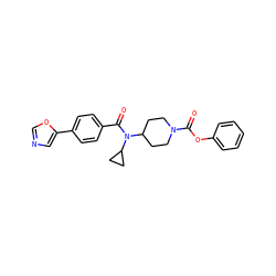 O=C(Oc1ccccc1)N1CCC(N(C(=O)c2ccc(-c3cnco3)cc2)C2CC2)CC1 ZINC000223645088