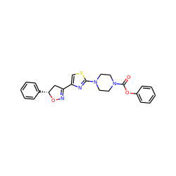 O=C(Oc1ccccc1)N1CCN(c2nc(C3=NO[C@H](c4ccccc4)C3)cs2)CC1 ZINC000653851941