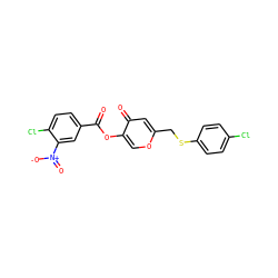 O=C(Oc1coc(CSc2ccc(Cl)cc2)cc1=O)c1ccc(Cl)c([N+](=O)[O-])c1 ZINC000095578967