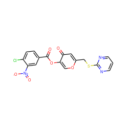 O=C(Oc1coc(CSc2ncccn2)cc1=O)c1ccc(Cl)c([N+](=O)[O-])c1 ZINC000009829254