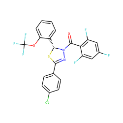 O=C(c1c(F)cc(F)cc1F)N1N=C(c2ccc(Cl)cc2)S[C@@H]1c1ccccc1OC(F)(F)F ZINC000014972945