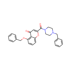 O=C(c1cc(=O)c2c(OCc3ccccc3)cccc2o1)N1CCN(Cc2ccccc2)CC1 ZINC000084603835