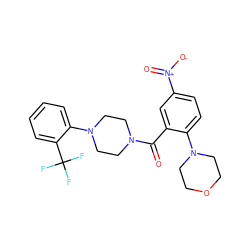 O=C(c1cc([N+](=O)[O-])ccc1N1CCOCC1)N1CCN(c2ccccc2C(F)(F)F)CC1 ZINC000040949551