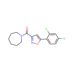 O=C(c1cc(-c2ccc(Cl)cc2Cl)on1)N1CCCCCC1 ZINC000000815129