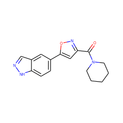 O=C(c1cc(-c2ccc3[nH]ncc3c2)on1)N1CCCCC1 ZINC000063540002