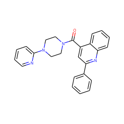 O=C(c1cc(-c2ccccc2)nc2ccccc12)N1CCN(c2ccccn2)CC1 ZINC000001160494