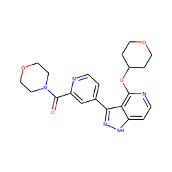 O=C(c1cc(-c2n[nH]c3ccnc(OC4CCOCC4)c23)ccn1)N1CCOCC1 ZINC000096175984