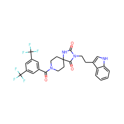 O=C(c1cc(C(F)(F)F)cc(C(F)(F)F)c1)N1CCC2(CC1)NC(=O)N(CCc1c[nH]c3ccccc13)C2=O ZINC000026500348