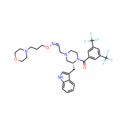 O=C(c1cc(C(F)(F)F)cc(C(F)(F)F)c1)N1CCN(C/C=N\OCCCN2CCOCC2)C[C@H]1Cc1c[nH]c2ccccc12 ZINC000028570219