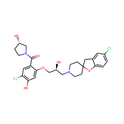 O=C(c1cc(Cl)c(O)cc1OC[C@@H](O)CN1CCC2(CC1)Cc1cc(Cl)ccc1O2)N1CC[C@H](O)C1 ZINC000096271622