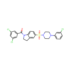 O=C(c1cc(Cl)cc(Cl)c1)N1CCc2cc(S(=O)(=O)N3CCN(c4cccc(Cl)c4)CC3)ccc21 ZINC000118530932