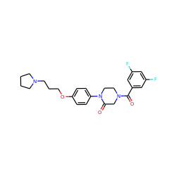 O=C(c1cc(F)cc(F)c1)N1CCN(c2ccc(OCCCN3CCCC3)cc2)C(=O)C1 ZINC000028870261