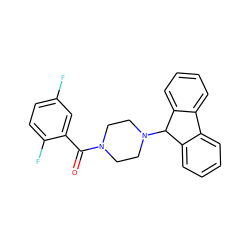 O=C(c1cc(F)ccc1F)N1CCN(C2c3ccccc3-c3ccccc32)CC1 ZINC000299866842