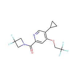 O=C(c1cc(OCC(F)(F)F)c(C2CC2)cn1)N1CC(F)(F)C1 ZINC000146437191