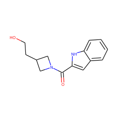 O=C(c1cc2ccccc2[nH]1)N1CC(CCO)C1 ZINC000096282471