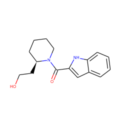 O=C(c1cc2ccccc2[nH]1)N1CCCC[C@@H]1CCO ZINC000035215816