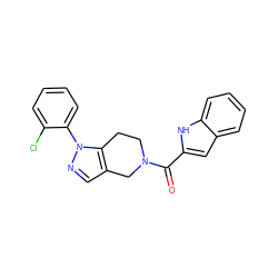 O=C(c1cc2ccccc2[nH]1)N1CCc2c(cnn2-c2ccccc2Cl)C1 ZINC000028708541