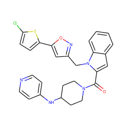 O=C(c1cc2ccccc2n1Cc1cc(-c2ccc(Cl)s2)on1)N1CCC(Nc2ccncc2)CC1 ZINC000014959715