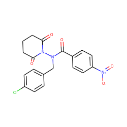 O=C(c1ccc([N+](=O)[O-])cc1)N(Cc1ccc(Cl)cc1)N1C(=O)CCCC1=O ZINC000002883171