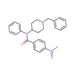 O=C(c1ccc([N+](=O)[O-])cc1)N(c1ccccc1)C1CCN(Cc2ccccc2)CC1 ZINC000013817827