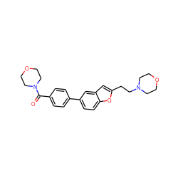 O=C(c1ccc(-c2ccc3oc(CCN4CCOCC4)cc3c2)cc1)N1CCOCC1 ZINC000013589394