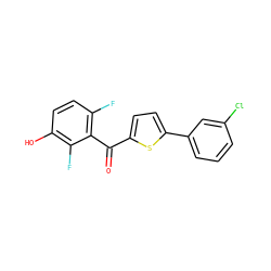 O=C(c1ccc(-c2cccc(Cl)c2)s1)c1c(F)ccc(O)c1F ZINC001772640903