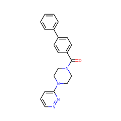 O=C(c1ccc(-c2ccccc2)cc1)N1CCN(c2cccnn2)CC1 ZINC000148408841