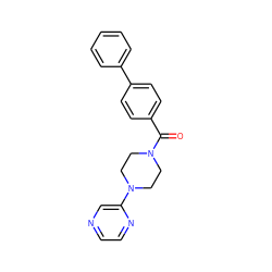 O=C(c1ccc(-c2ccccc2)cc1)N1CCN(c2cnccn2)CC1 ZINC000011544147