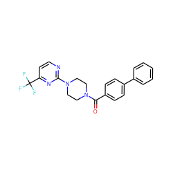 O=C(c1ccc(-c2ccccc2)cc1)N1CCN(c2nccc(C(F)(F)F)n2)CC1 ZINC000034805813