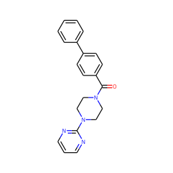 O=C(c1ccc(-c2ccccc2)cc1)N1CCN(c2ncccn2)CC1 ZINC000002773163