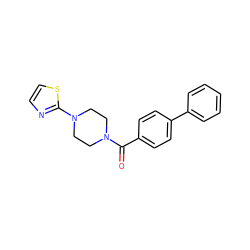 O=C(c1ccc(-c2ccccc2)cc1)N1CCN(c2nccs2)CC1 ZINC000029656994