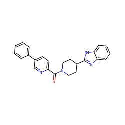 O=C(c1ccc(-c2ccccc2)cn1)N1CCC(c2nc3ccccc3[nH]2)CC1 ZINC000040897855