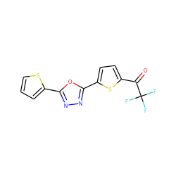 O=C(c1ccc(-c2nnc(-c3cccs3)o2)s1)C(F)(F)F ZINC000040379955