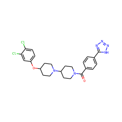 O=C(c1ccc(-c2nnn[nH]2)cc1)N1CCC(N2CCC(Oc3ccc(Cl)c(Cl)c3)CC2)CC1 ZINC000095554755