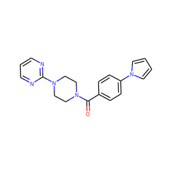 O=C(c1ccc(-n2cccc2)cc1)N1CCN(c2ncccn2)CC1 ZINC000015658899