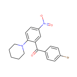 O=C(c1ccc(Br)cc1)c1cc([N+](=O)[O-])ccc1N1CCCCC1 ZINC000004845984