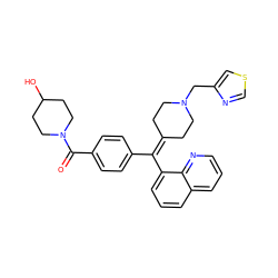 O=C(c1ccc(C(=C2CCN(Cc3cscn3)CC2)c2cccc3cccnc23)cc1)N1CCC(O)CC1 ZINC000082154703