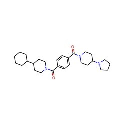 O=C(c1ccc(C(=O)N2CCC(N3CCCC3)CC2)cc1)N1CCC(C2CCCCC2)CC1 ZINC000096284366