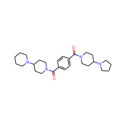 O=C(c1ccc(C(=O)N2CCC(N3CCCC3)CC2)cc1)N1CCC(N2CCCCC2)CC1 ZINC000096284369