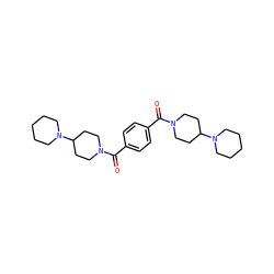 O=C(c1ccc(C(=O)N2CCC(N3CCCCC3)CC2)cc1)N1CCC(N2CCCCC2)CC1 ZINC000095837022